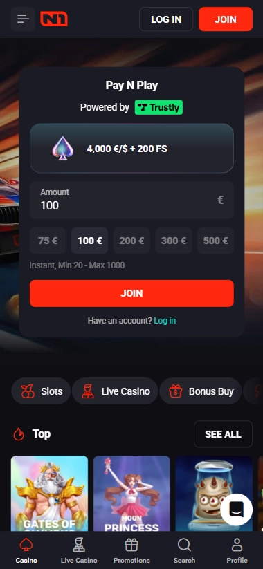 Mobile Pay N Play deposit with Trustly