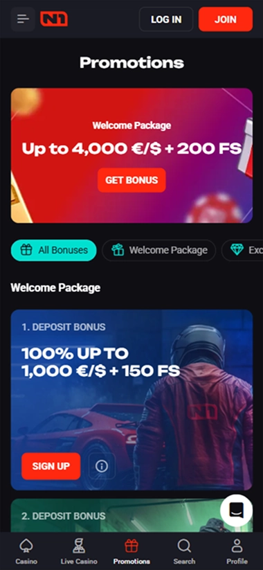 screen-2 Mobile promotions page welcome package four thousand